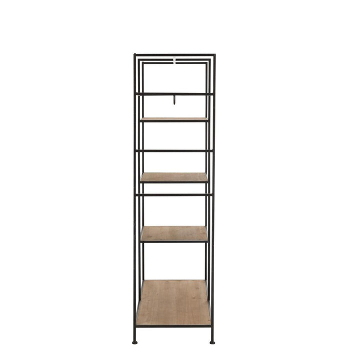 J-Line Textiel Rek metaal/hout zwart-Vakkenkasten-J-Line