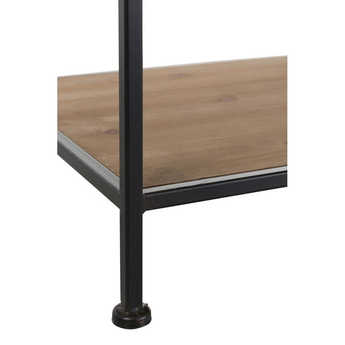 J-Line Textiel Rek metaal/hout zwart-Vakkenkasten-J-Line