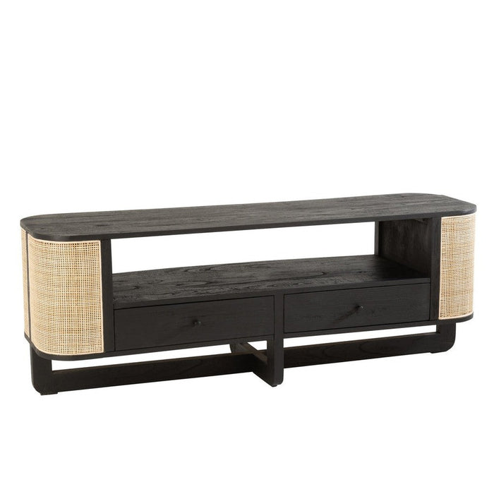J-Line Tv Meubel molly exotiek hout/rotan zwart-TV-meubels-J-Line