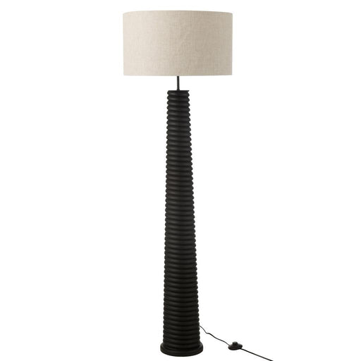 J-Line Vloerlamp Schroefdraad ailanthus hout zwart/grijs-Vloerlampen-J-Line