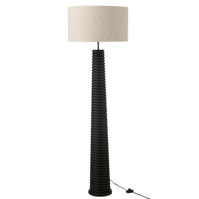 J-Line Vloerlamp Schroefdraad ailanthus hout zwart/grijs-Vloerlampen-J-Line