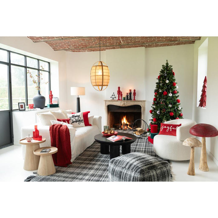 J-Line Vloerlamp Schroefdraad ailanthus hout zwart/grijs-Vloerlampen-J-Line