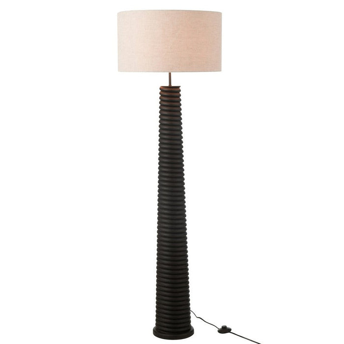 J-Line Vloerlamp Schroefdraad ailanthus hout zwart/grijs-Vloerlampen-J-Line