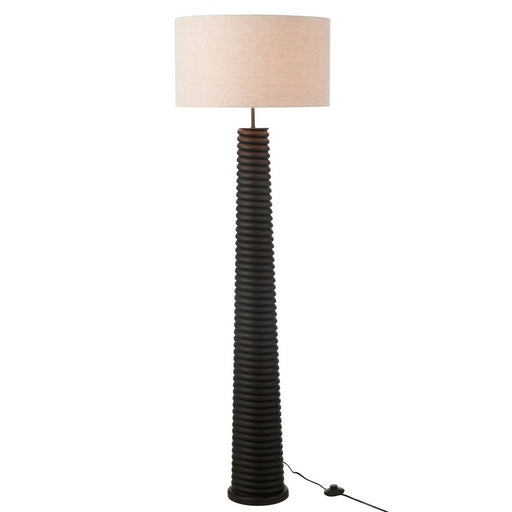 J-Line Vloerlamp Schroefdraad ailanthus hout zwart/grijs-Vloerlampen-J-Line
