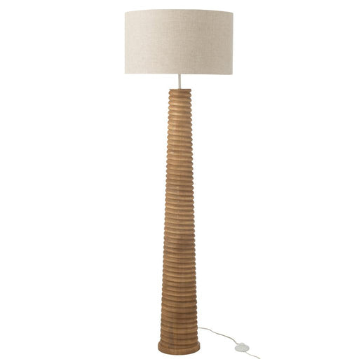 J-Line Vloerlamp schroefdraad hout naturel/grijs-Vloerlampen-J-Line