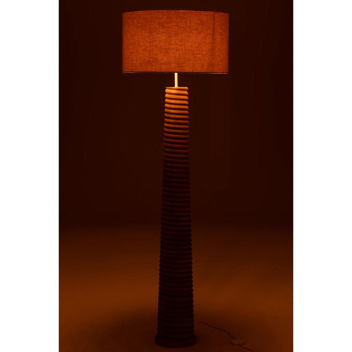 J-Line Vloerlamp schroefdraad hout naturel/grijs-Vloerlampen-J-Line