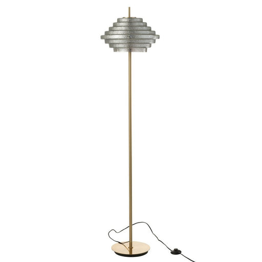 J-Line Voetlamp Led goud metaal/glas rookglas-Vloerlampen-J-Line