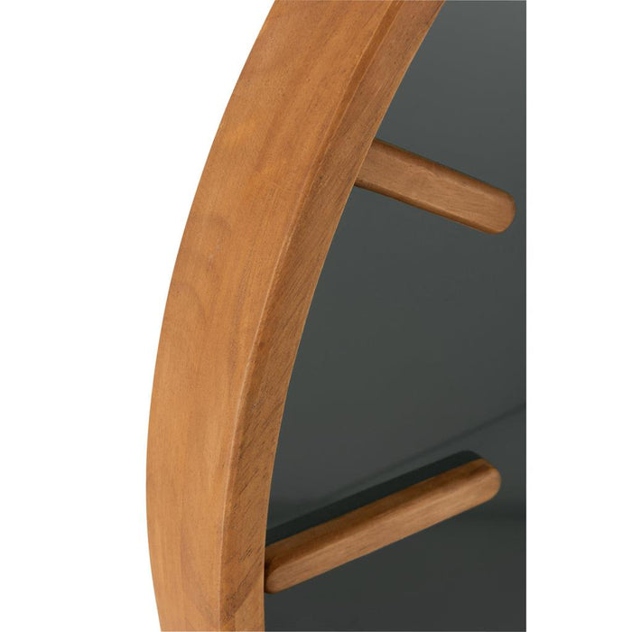 J-Line Wandklok Rond hout/glas bruin/zwart medium-Klokken-J-Line