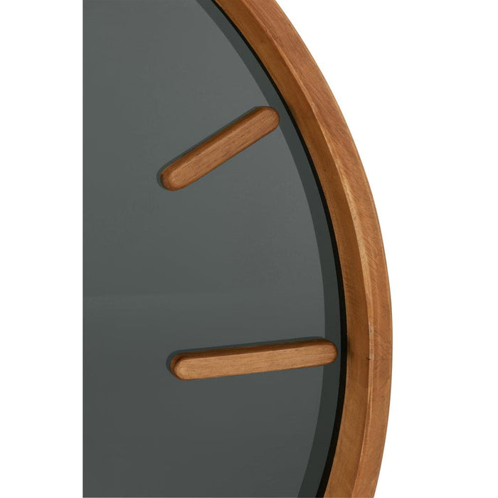 J-Line Wandklok Rond hout/glas bruin/zwart medium-Klokken-J-Line