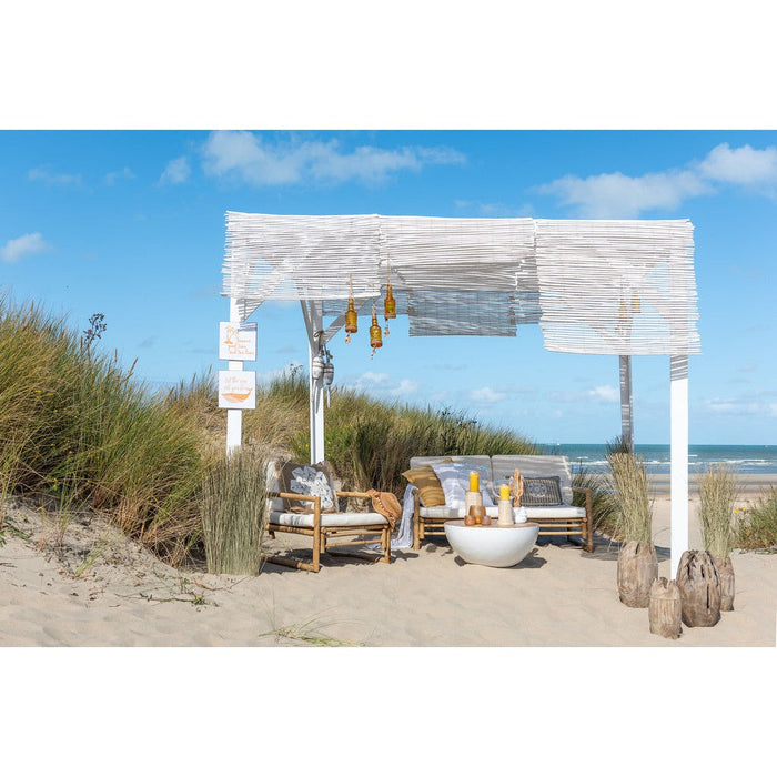 J-Line Zetel 2 personnen bamboe+textiel naturel/wit-Tuinbanken-J-Line