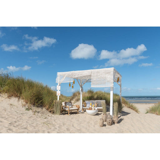 J-Line Zetel 2 personnen bamboe+textiel naturel/wit-Tuinbanken-J-Line