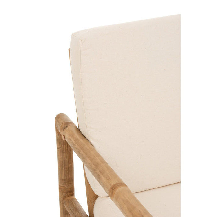 J-Line Zetel 2 personnen bamboe+textiel naturel/wit-Tuinbanken-J-Line