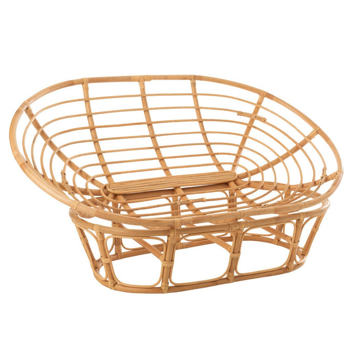 J-Line Zetel Roni met kussen rotan naturel/wit-1-Zitsbanken-J-Line