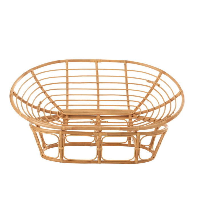 J-Line Zetel Roni met kussen rotan naturel/wit-1-Zitsbanken-J-Line