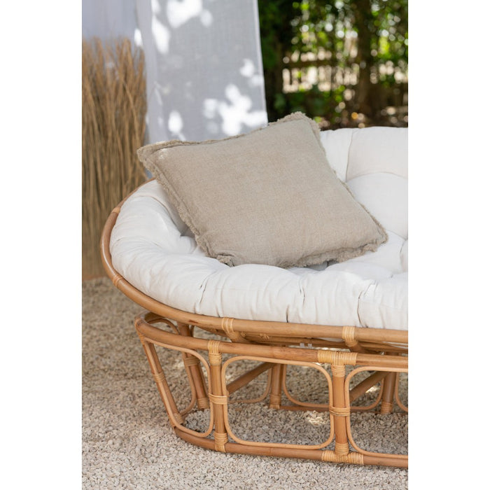 J-Line Zetel Roni met kussen rotan naturel/wit-1-Zitsbanken-J-Line