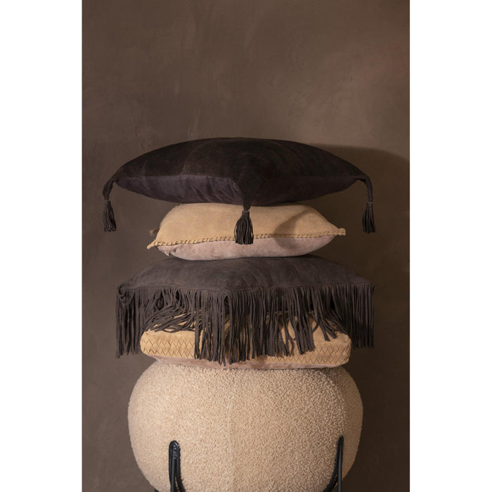 J-Line bruin suède leer sierkussen – luxe woondecoratie-Kussens-J-Line