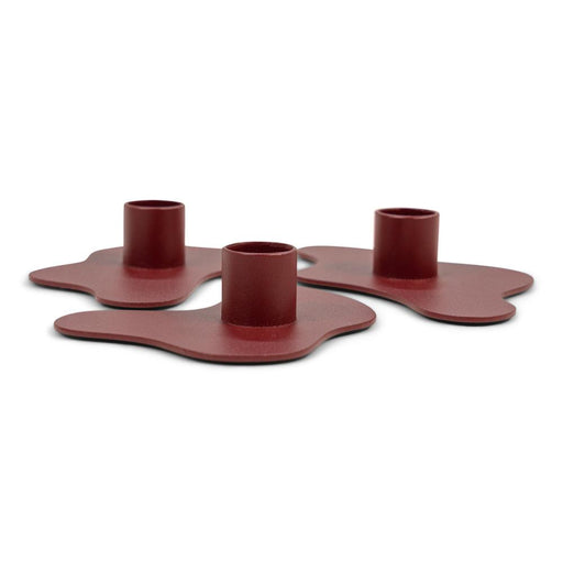 Kandelaar MELT Staal Burgundy 20x20x2.8cm Spinder Design-Kaarsenhouders-Spinder