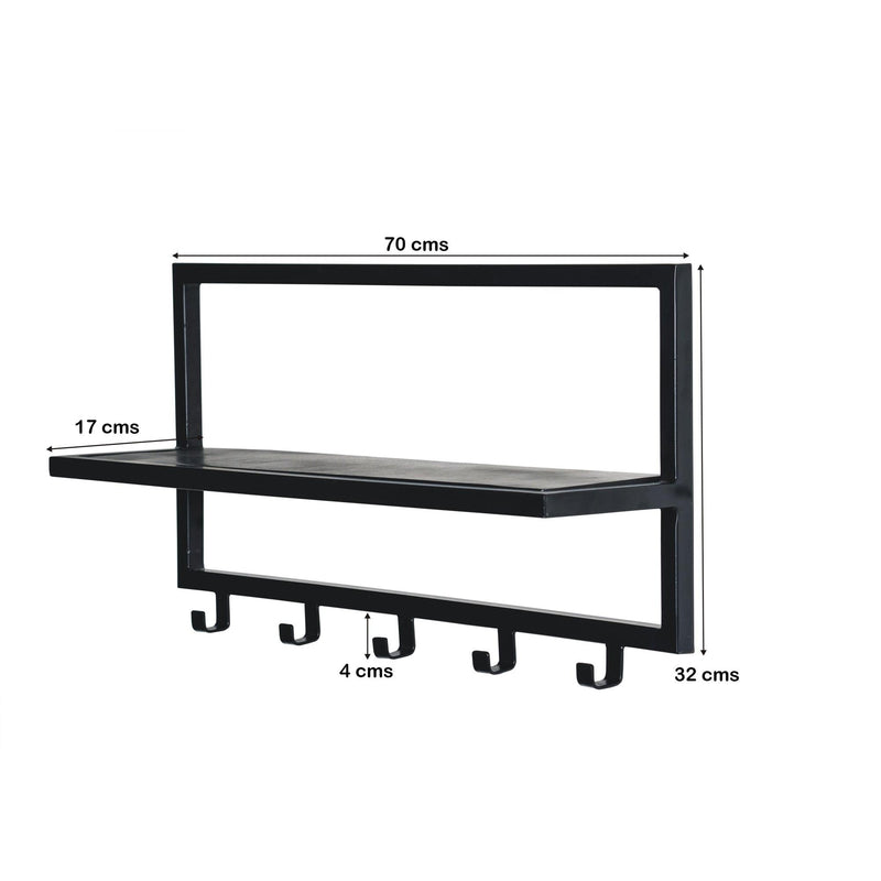 Kapstok Brix Kapstok Mangohout Zwart 70 cm 70x17x32 cm 13782-Kapstokken-Livingfurn