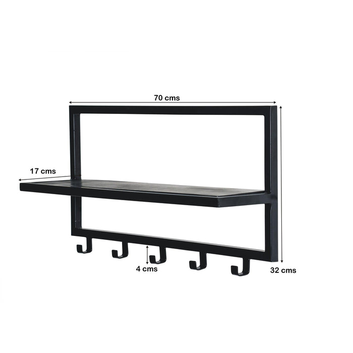 Kapstok Brix Kapstok Mangohout Zwart 70 cm 70x17x32 cm 13782-Kapstokken-Livingfurn