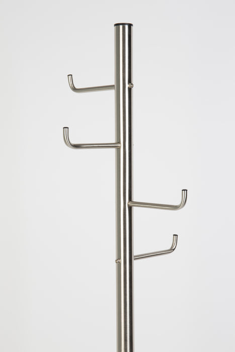 Kapstok Hooked Satin Nickel Metaal Zilver Ø31x172 cm-Kapstokken-Creating Home