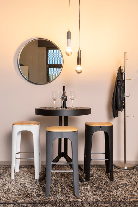 Kapstok Hooked Satin Nickel Metaal Zilver Ø31x172 cm-Kapstokken-Creating Home