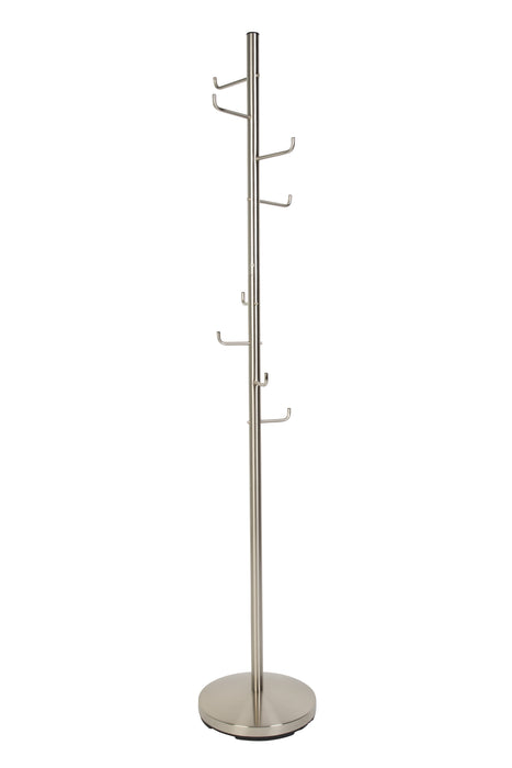 Kapstok Hooked Satin Nickel Metaal Zilver Ø31x172 cm-Kapstokken-Creating Home