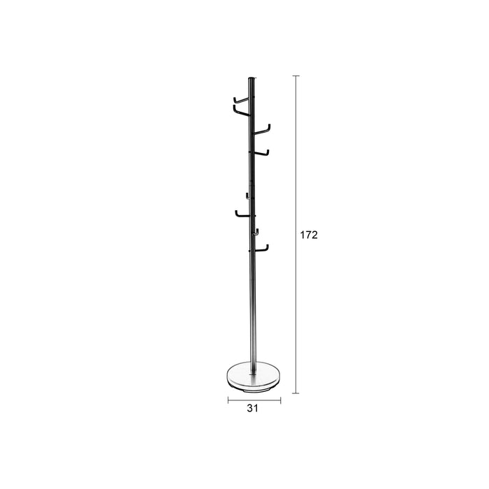 Kapstok Hooked Satin Nickel Metaal Zilver Ø31x172 cm-Kapstokken-Creating Home