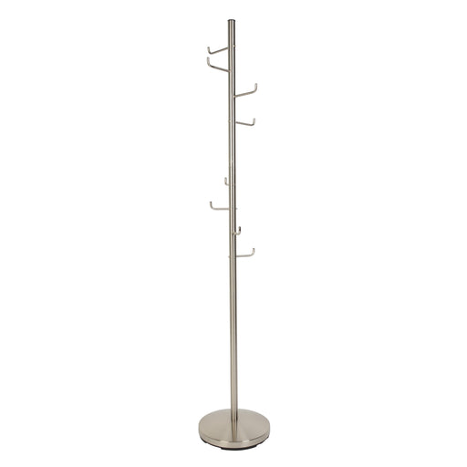 Kapstok Hooked Satin Nickel Metaal Zilver Ø31x172 cm-Kapstokken-Creating Home