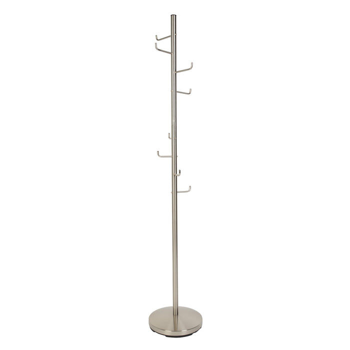 Kapstok Hooked Satin Nickel Metaal Zilver Ø31x172 cm-Kapstokken-Creating Home