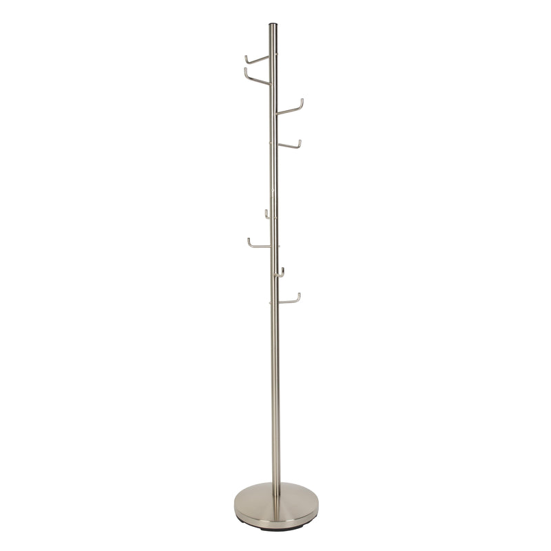Kapstok Hooked Satin Nickel Metaal Zilver Ø31x172 cm-Kapstokken-Creating Home