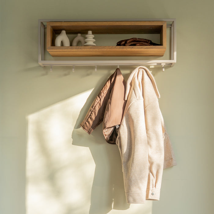 Kapstok SCHOOL 80 Silky Taupe Eiken 78x19x29.5cm Spinder Design-Kapstokken-Spinder