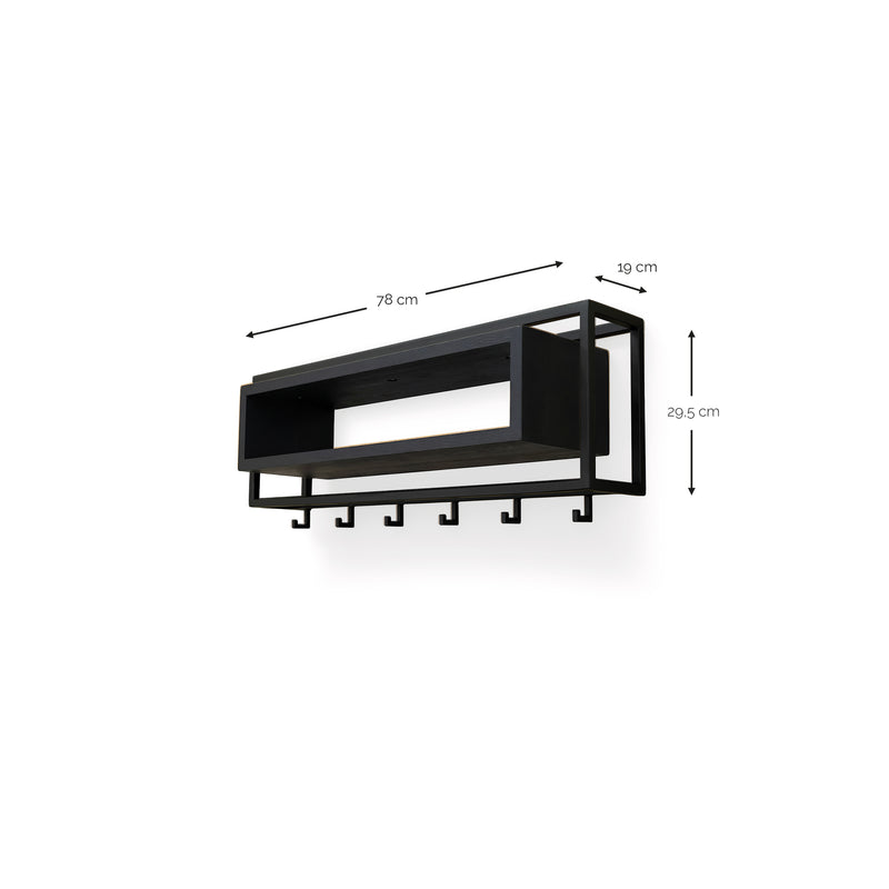 Kapstok SCHOOL 80 Zwart 78x19x29.5cm Spinder Design-Kapstokken-Spinder