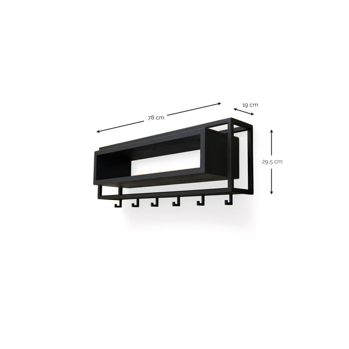Kapstok SCHOOL 80 Zwart 78x19x29.5cm Spinder Design-Kapstokken-Spinder