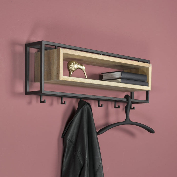 Kapstok SCHOOL 80 Zwart Eiken 78x19x29.5cm Spinder Design-Kapstokken-Spinder