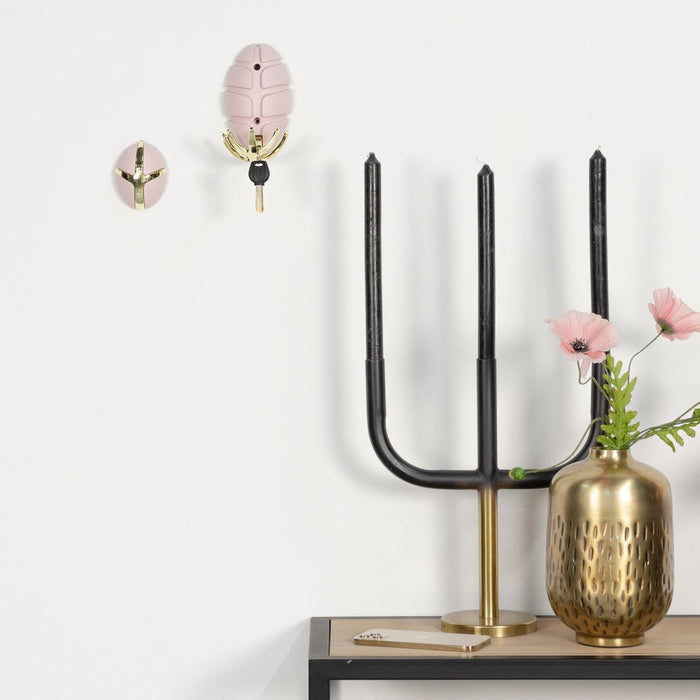 Kapstok TICK Pale Pink Goud 7.5x3.5x9.5cm Spinder Design-Kapstokken-Spinder