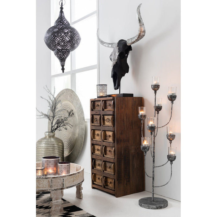 Lamp Bruin Recycled hout 34 cm-Tafellampen-J-Line