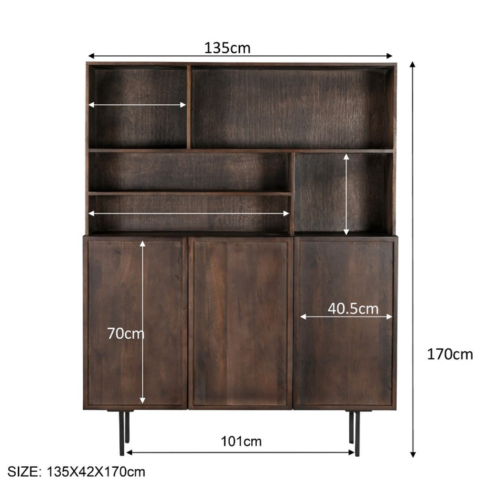 Kast Elan Mangohout Bruin 45x135x170 cm-Opbergkasten-Livingfurn