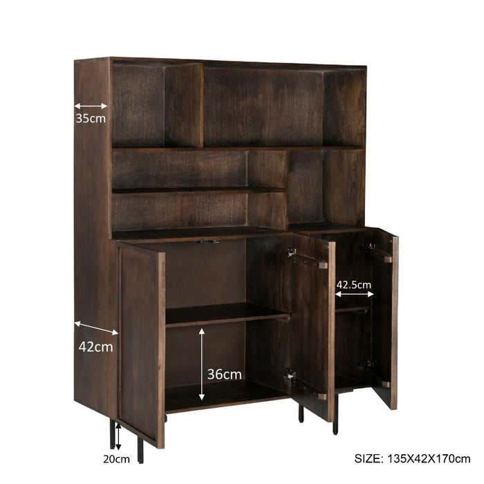 Kast Elan Mangohout Bruin 45x135x170 cm-Opbergkasten-Livingfurn