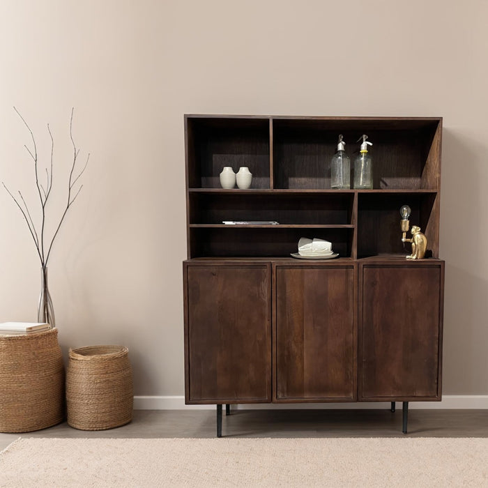 Kast Elan Mangohout Bruin 45x135x170 cm-Opbergkasten-Livingfurn