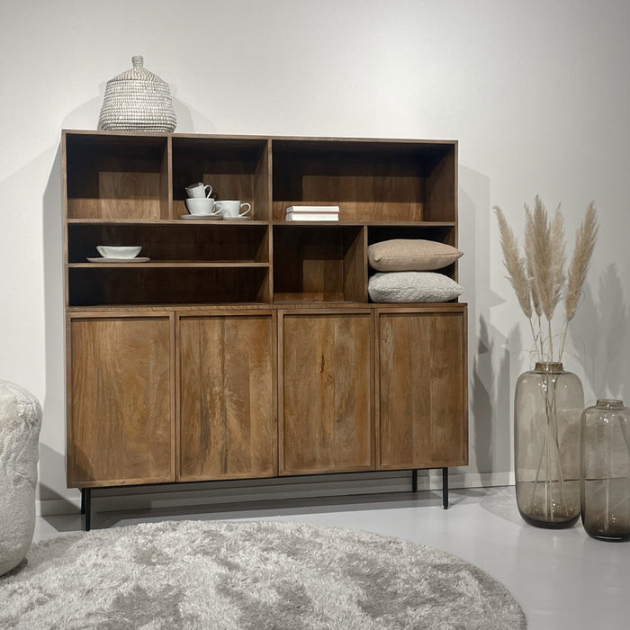 Kast Elan Mangohout Naturel hout 45x180x172 cm-Opbergkasten-Livingfurn