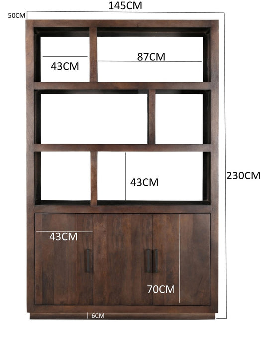 Kast Jaxx Mangohout Bruin 145x50x230 cm-Opbergkasten-Livingfurn