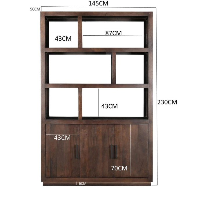 Kast Jaxx Mangohout Bruin 145x50x230 cm-Opbergkasten-Livingfurn