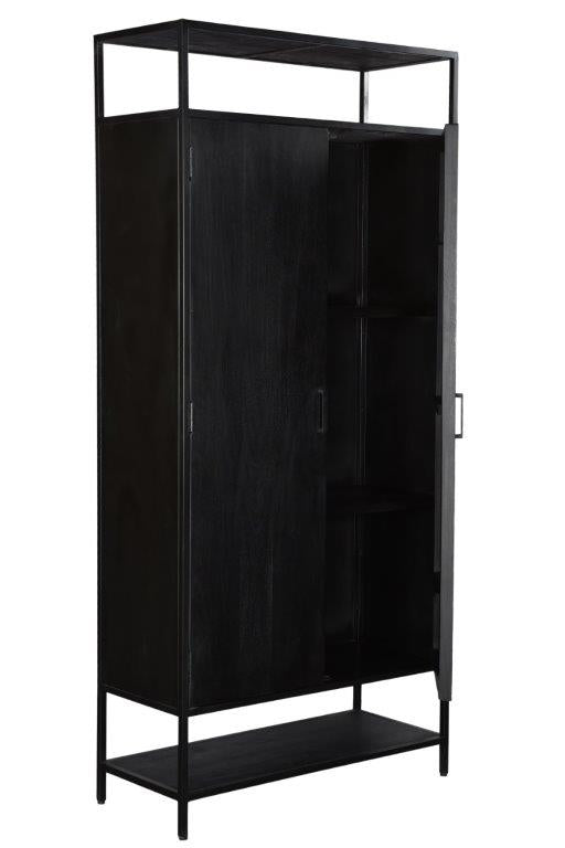 Kast Kala Mangohout Zwart 100x40 cm-Opbergkasten-Livingfurn