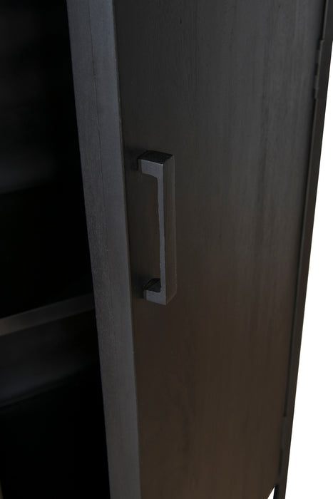 Kast Kala Mangohout Zwart 100x40x210 cm-Opbergkasten-Livingfurn
