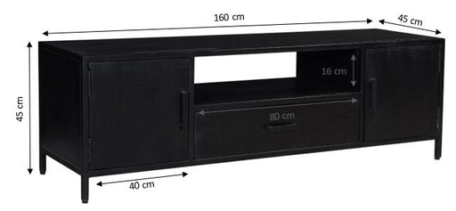Kast Kala Mangohout Zwart 160x45x45 cm-TV-meubels-Livingfurn
