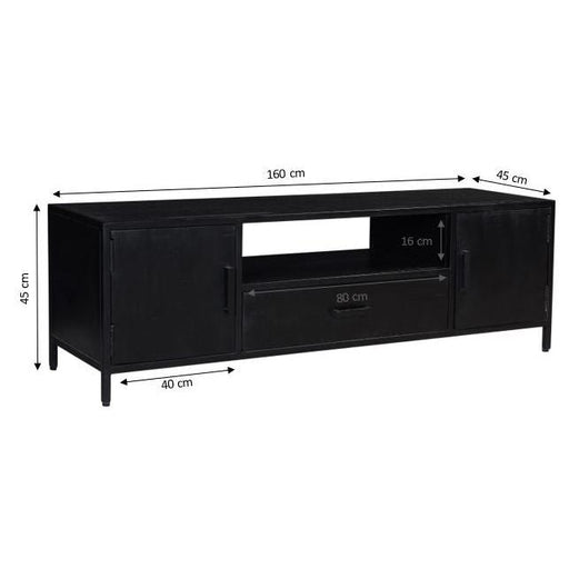 Kast Kala Mangohout Zwart 160x45x45 cm-TV-meubels-Livingfurn