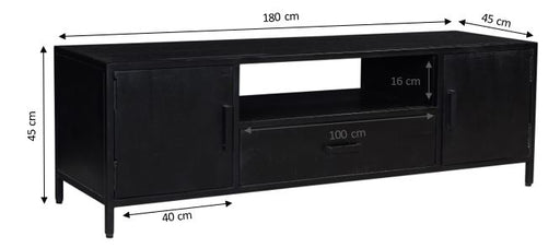 Kast Kala Mangohout Zwart 180x40 cm-Opbergkasten-Livingfurn