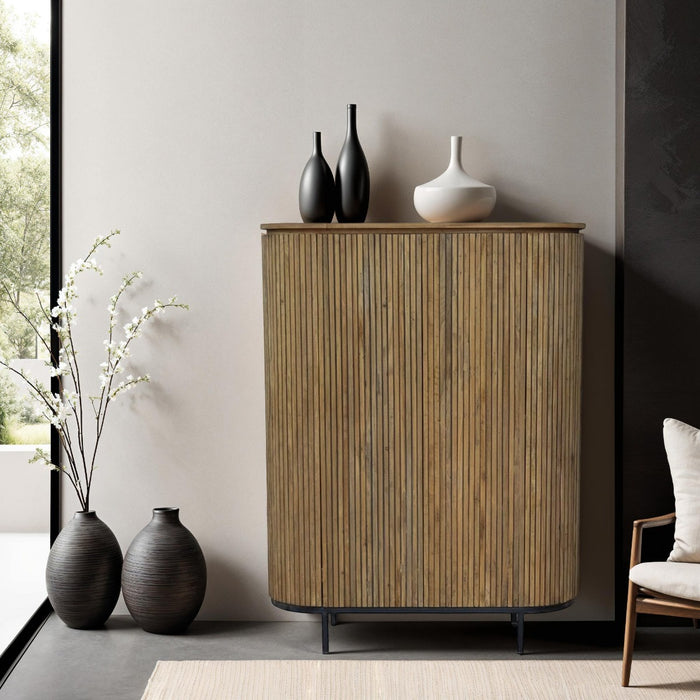 Kast Lausanne Teakhout Naturel hout 115x43 cm-Opbergkasten-Livingfurn