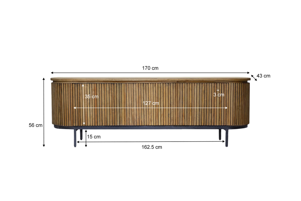 Kast Lausanne Teakhout Naturel hout 43x170x56 cm-TV-meubels-Livingfurn