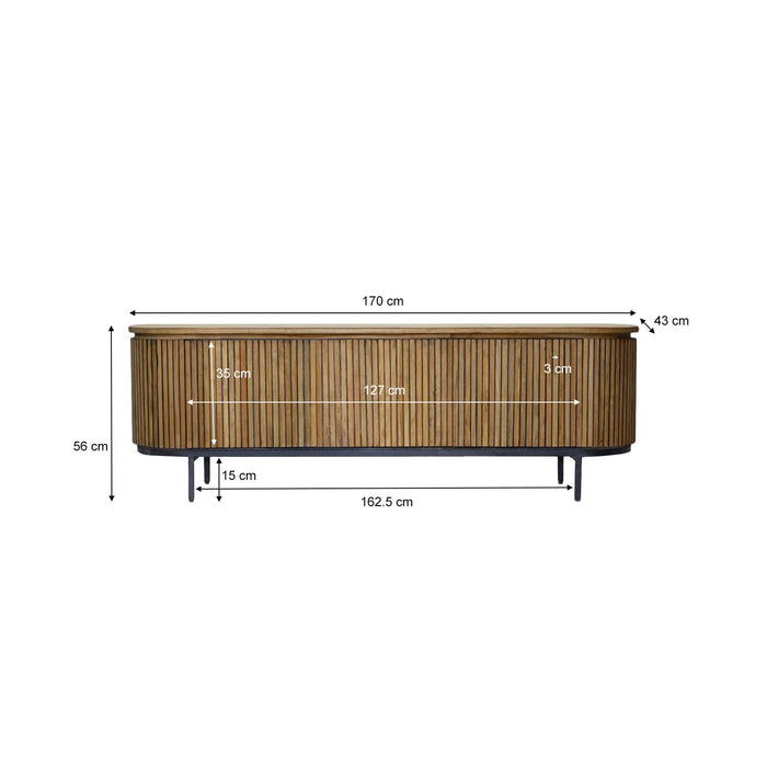 Kast Lausanne Teakhout Naturel hout 43x170x56 cm-TV-meubels-Livingfurn